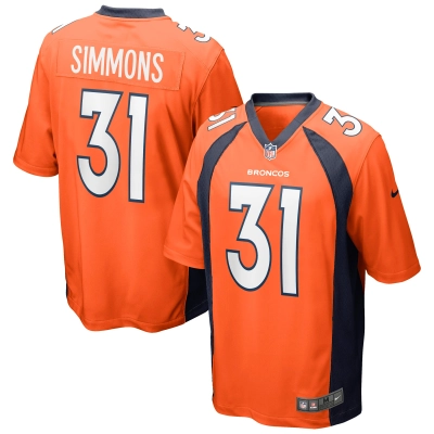 Men's Denver Broncos Justin Simmons Orange Game Jersey 01