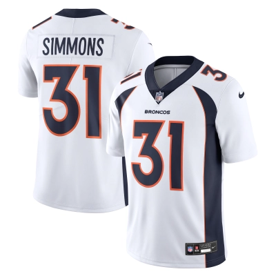 Men's Denver Broncos Justin Simmons White Vapor Untouchable Limited Jersey 01