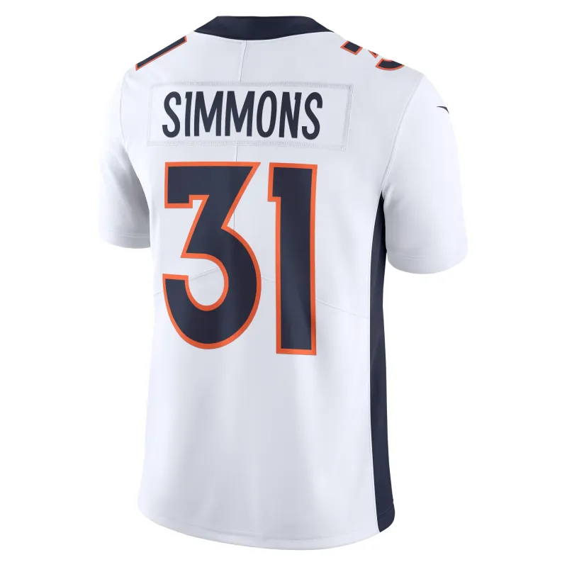 Men's Denver Broncos Justin Simmons White Vapor Untouchable Limited Jersey
