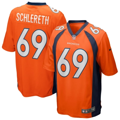 Men's Denver Broncos Mark Schlereth Orange Game Retired Player Jersey 01