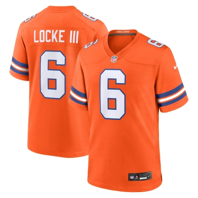 Men's Denver Broncos P.J. Locke III Orange Mile High Collection 1977 Throwback Player Game Jersey 01