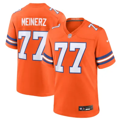 Men's Denver Broncos Quinn Meinerz Orange Mile High Collection 1977 Throwback Player Game Jersey 01