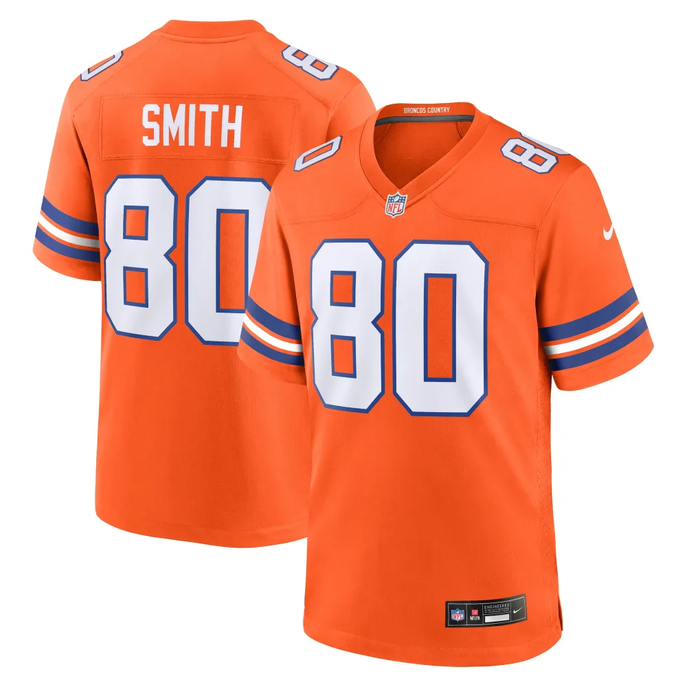 Men's Denver Broncos Rod Smith Orange Mile High Collection 1977 Throwback Retired Player Game Jersey