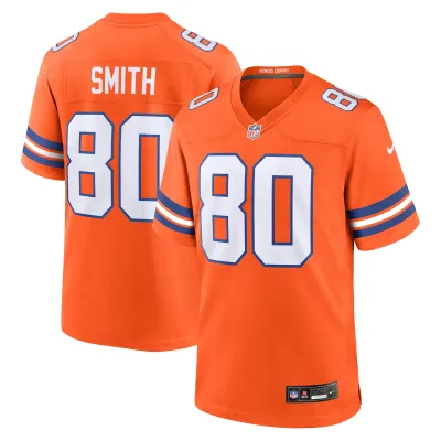 Men's Denver Broncos Rod Smith Orange Mile High Collection 1977 Throwback Retired Player Game Jersey 01