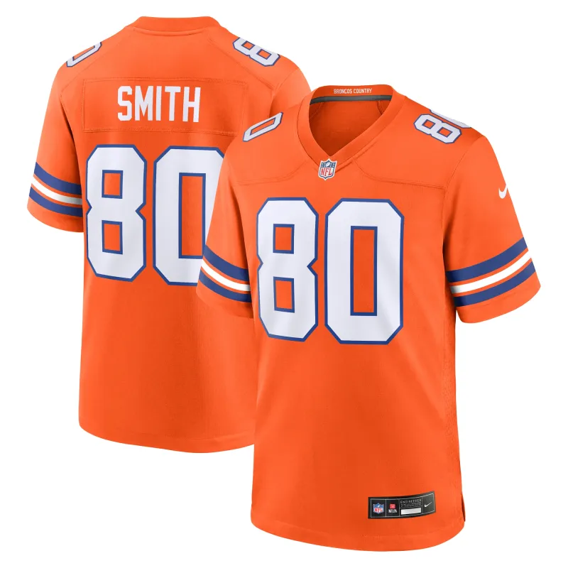 Men's Denver Broncos Rod Smith Orange Mile High Collection 1977 Throwback Retired Player Game Jersey