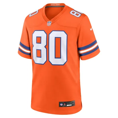 Men's Denver Broncos Rod Smith Orange Mile High Collection 1977 Throwback Retired Player Game Jersey 02