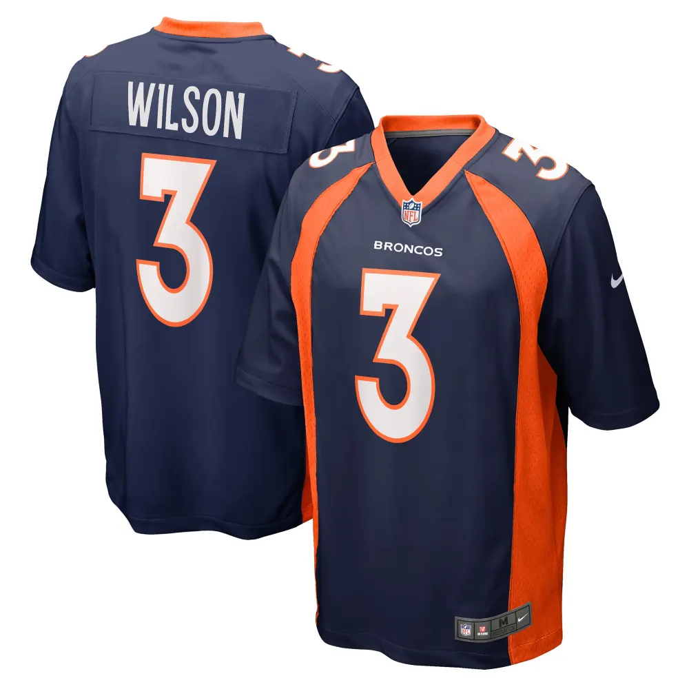 Men's Denver Broncos Russell Wilson Navy Alternate Game Jersey