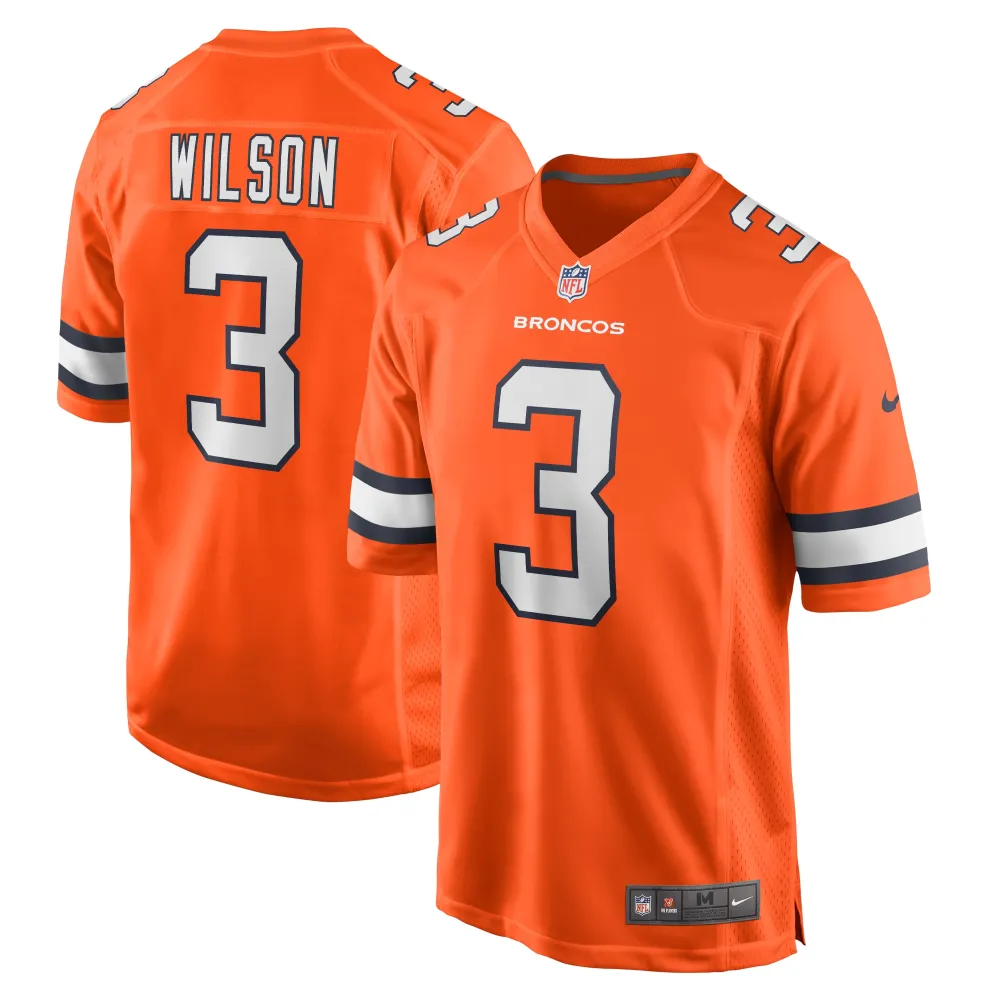 Men's Denver Broncos Russell Wilson Orange Alternate Game Jersey