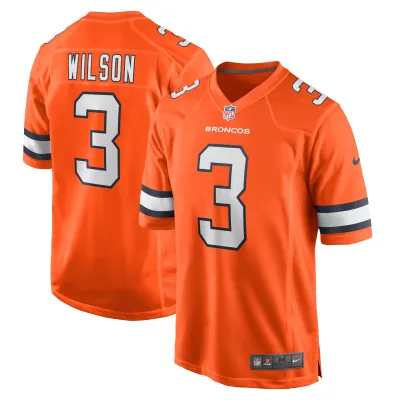 Men's Denver Broncos Russell Wilson Orange Alternate Game Jersey 01