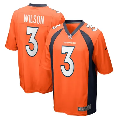 Men's Denver Broncos Russell Wilson Orange Game Jersey 01