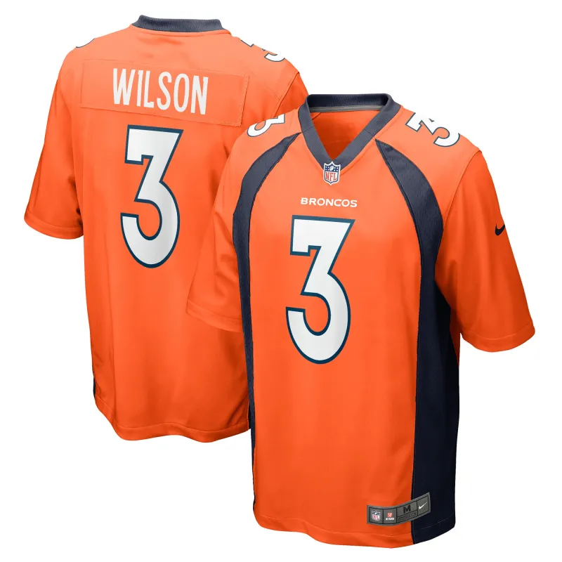 Men's Denver Broncos Russell Wilson Orange Game Jersey