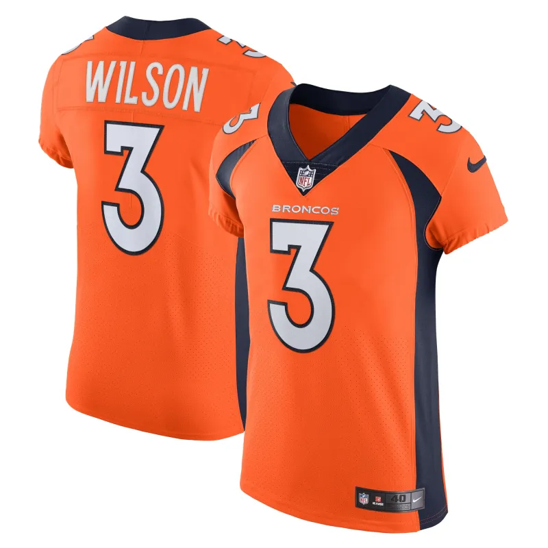 Men's Denver Broncos Russell Wilson Orange Vapor Elite Jersey
