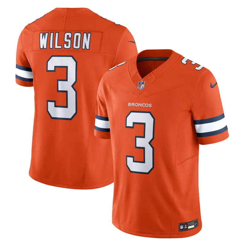 Men's Denver Broncos Russell Wilson Orange Vapor F.U.S.E. Limited Jersey