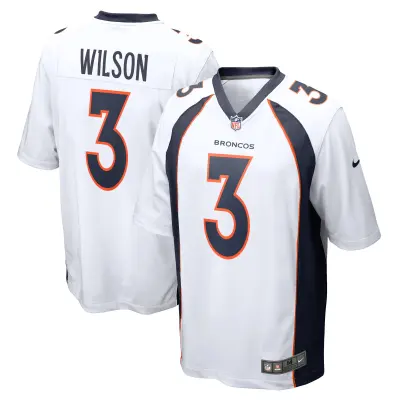 Men's Denver Broncos Russell Wilson White Game Jersey 01