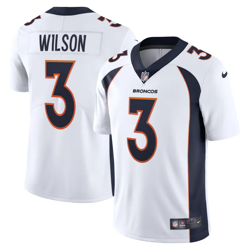 Men's Denver Broncos Russell Wilson White Team Vapor Limited Jersey