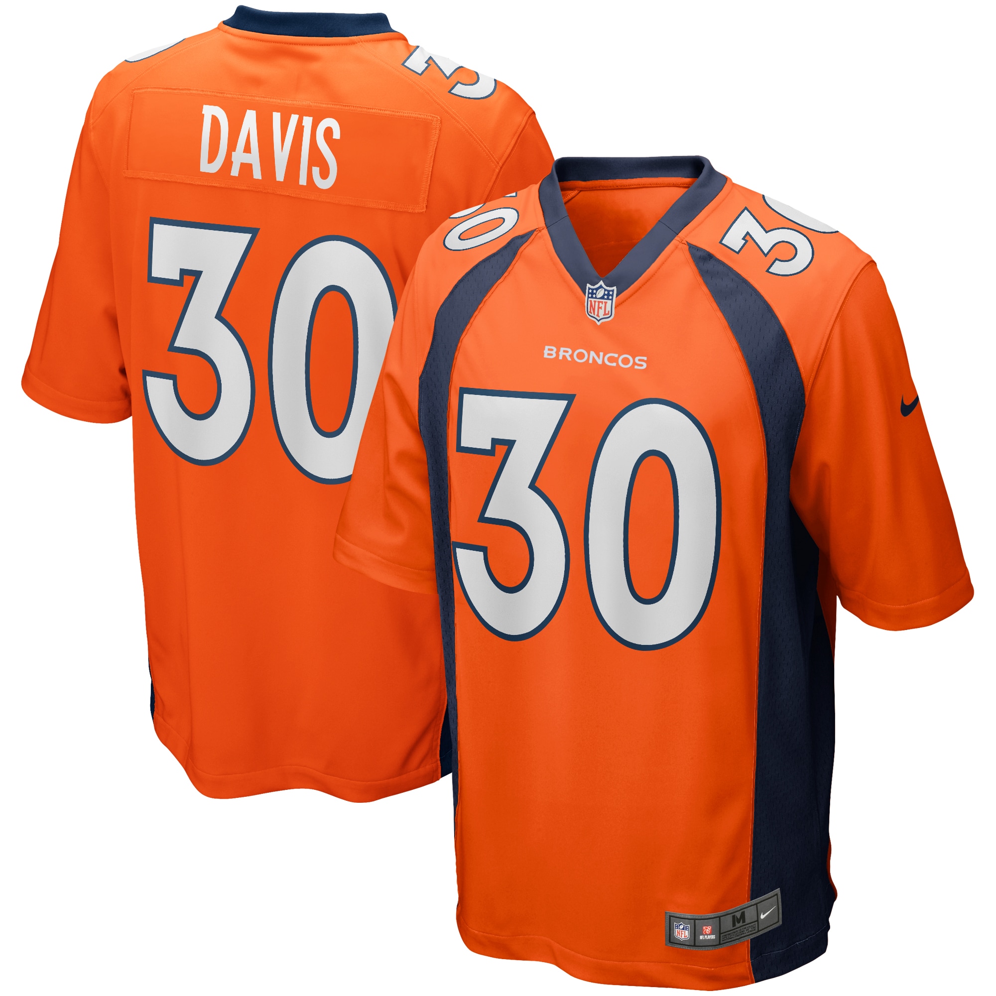 Men's Denver Broncos Terrell Davis Orange Game Retired Player Jersey