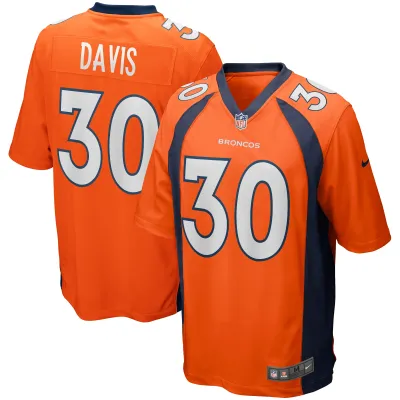 Men's Denver Broncos Terrell Davis Orange Game Retired Player Jersey 01