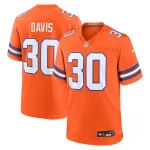 Men's Denver Broncos Terrell Davis Orange Mile High Collection 1977 Throwback Retired Player Game Jersey