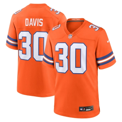 Men's Denver Broncos Terrell Davis Orange Mile High Collection 1977 Throwback Retired Player Game Jersey 01
