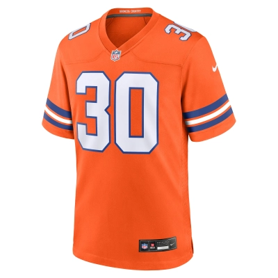 Men's Denver Broncos Terrell Davis Orange Mile High Collection 1977 Throwback Retired Player Game Jersey 02