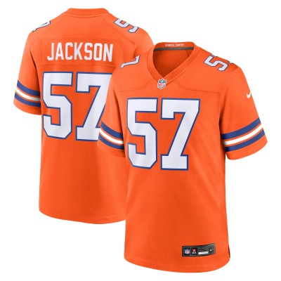 Men's Denver Broncos Tom Jackson Orange Mile High Collection 1977 Throwback Retired Player Game Jersey 01