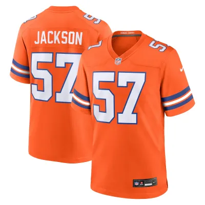 Men's Denver Broncos Tom Jackson Orange Mile High Collection 1977 Throwback Retired Player Game Jersey 01