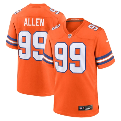 Men's Denver Broncos Zach Allen Orange Mile High Collection 1977 Throwback Player Game Jersey 01