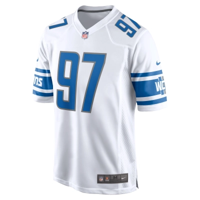 Men's Detroit Lions Aidan Hutchinson White Player Game Jersey 02