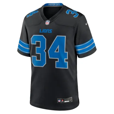 Men's Detroit Lions Alex Anzalone Black 2nd Alternate Game Jersey 02