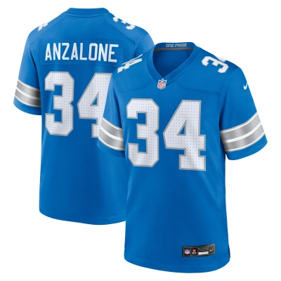 Men's Detroit Lions Alex Anzalone Blue Game Jersey 01