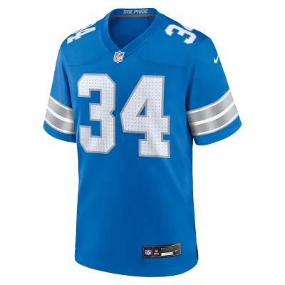 Men's Detroit Lions Alex Anzalone Blue Game Jersey 02