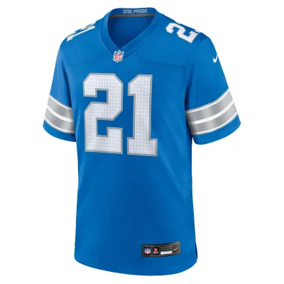 Men's Detroit Lions Amik Robertson Blue Game Jersey 02