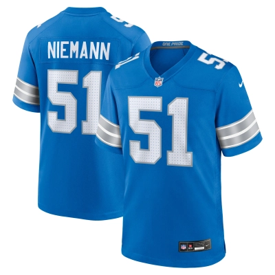 Men's Detroit Lions Ben Niemann Blue Team Game Jersey 01