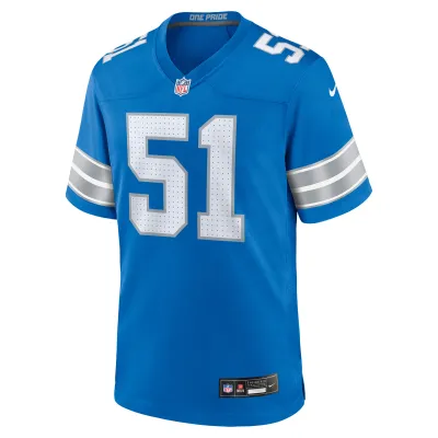 Men's Detroit Lions Ben Niemann Blue Team Game Jersey 02