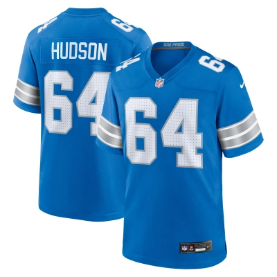 Men's Detroit Lions Bryan Hudson Blue Game Jersey 01