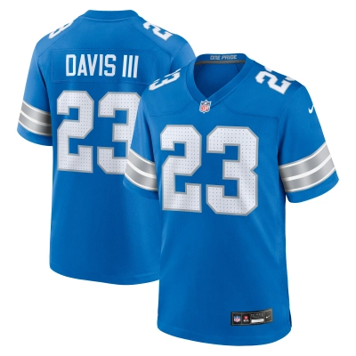 Men's Detroit Lions Carlton Davis III Blue Game Jersey 01