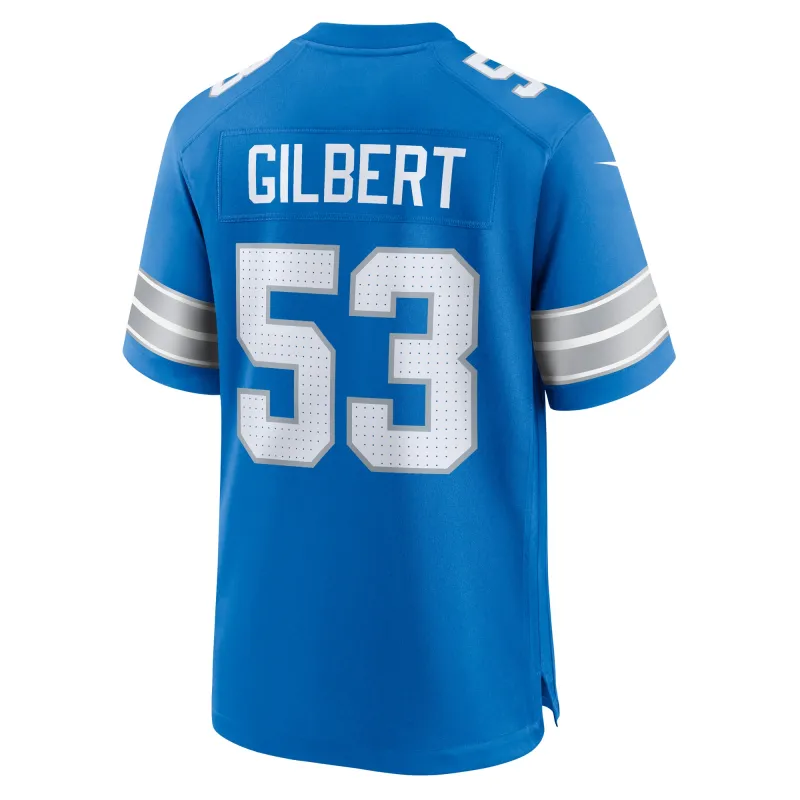 Men's Detroit Lions DaRon Gilbert Blue Game Jersey