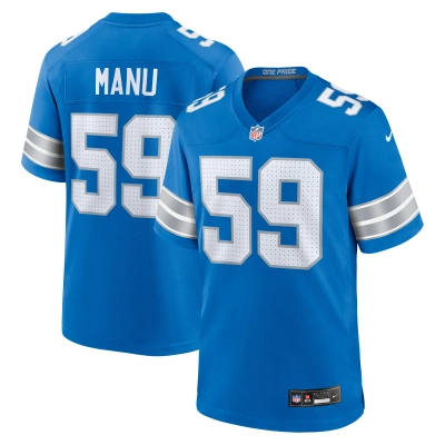 Men's Detroit Lions Giovanni Manu Blue Team Game Jersey 01