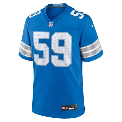 Men's Detroit Lions Giovanni Manu Blue Team Game Jersey 02