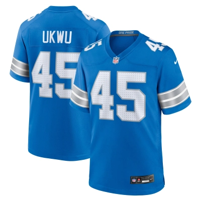 Men's Detroit Lions Isaac Ukwu Blue Game Jersey 01