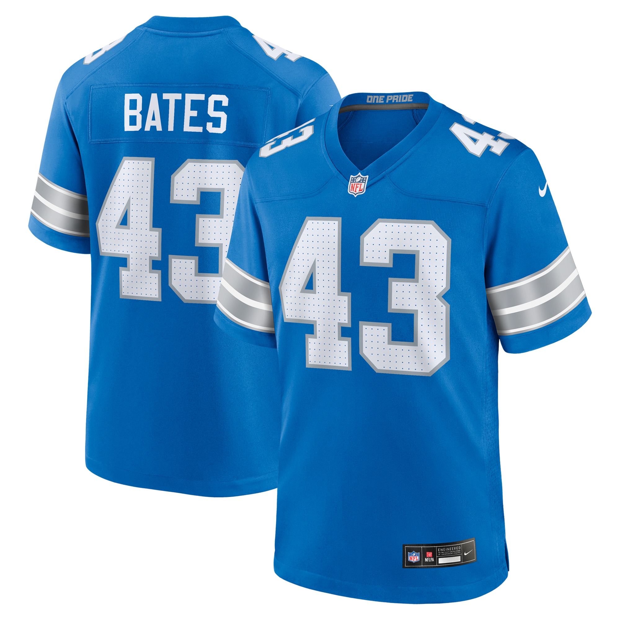 Men's Detroit Lions Jake Bates Blue Team Game Jersey