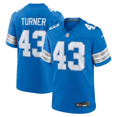 Men's Detroit Lions James Turner Blue Game Jersey 01