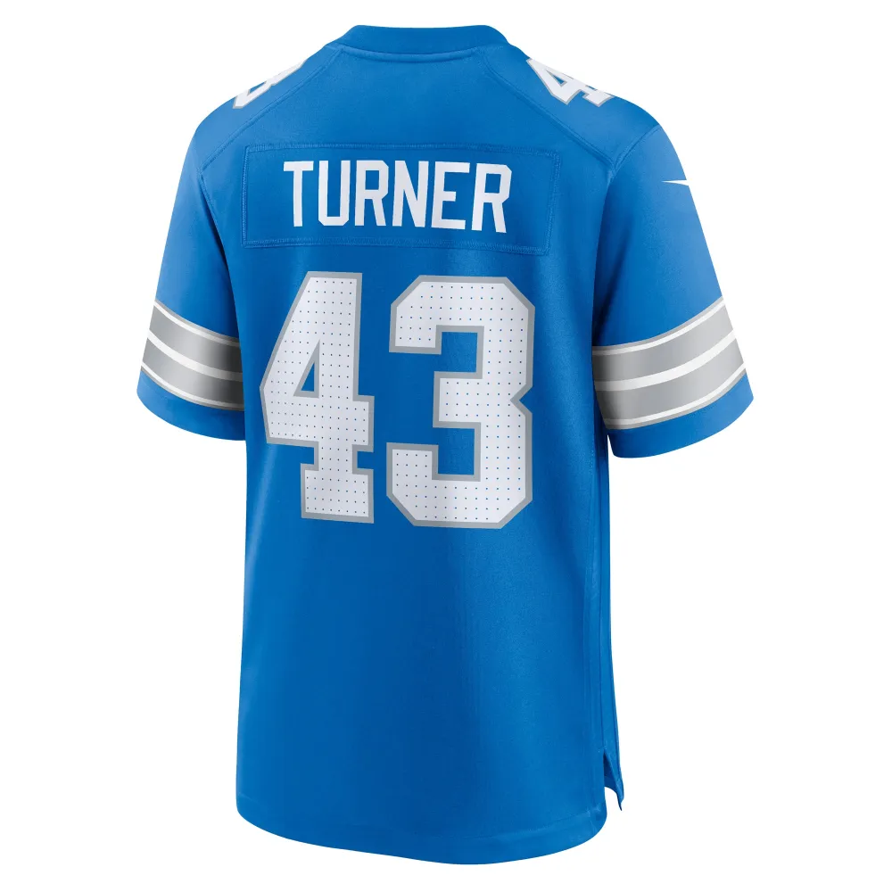 Men's Detroit Lions James Turner Blue Game Jersey