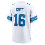 Men's Detroit Lions Jared Goff White Game Jersey