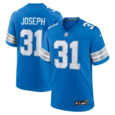 Men's Detroit Lions Kerby Joseph Blue Team Game Jersey 01