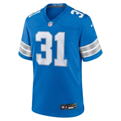 Men's Detroit Lions Kerby Joseph Blue Team Game Jersey 02