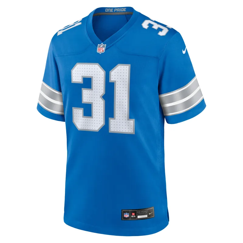 Men's Detroit Lions Kerby Joseph Blue Team Game Jersey