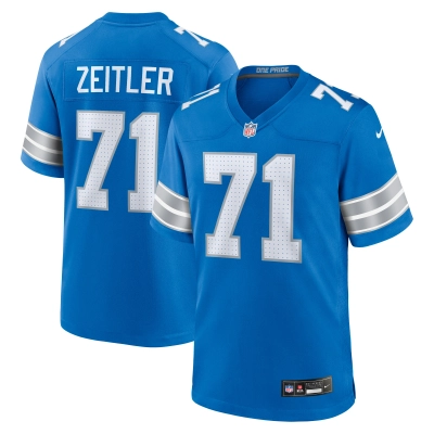 Men's Detroit Lions Kevin Zeitler Blue Game Jersey 01