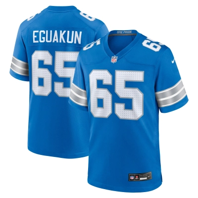 Men's Detroit Lions Kingsley Eguakun Blue Game Jersey 01