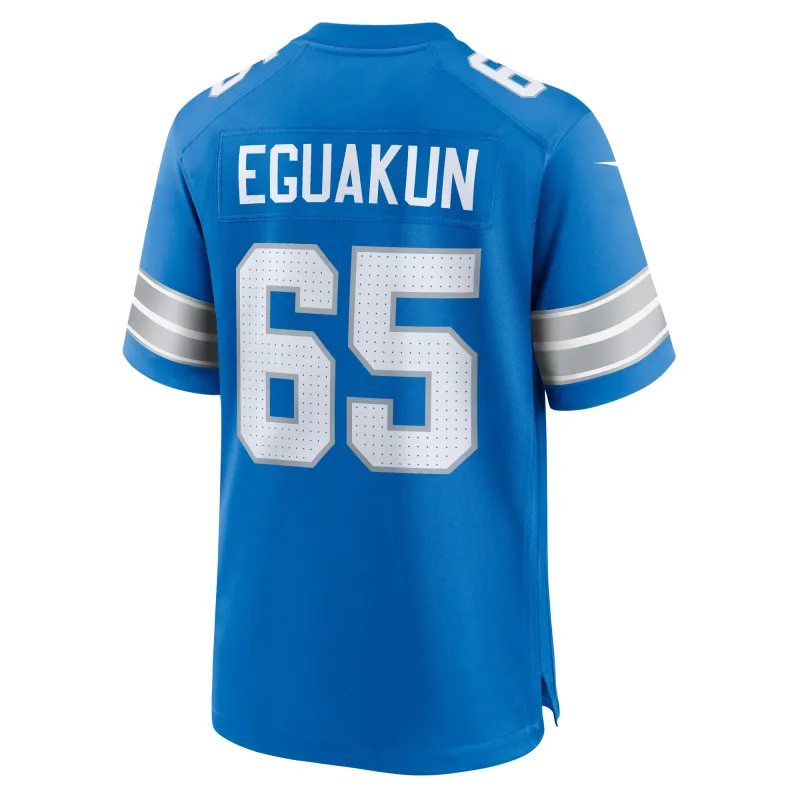Men's Detroit Lions Kingsley Eguakun Blue Game Jersey